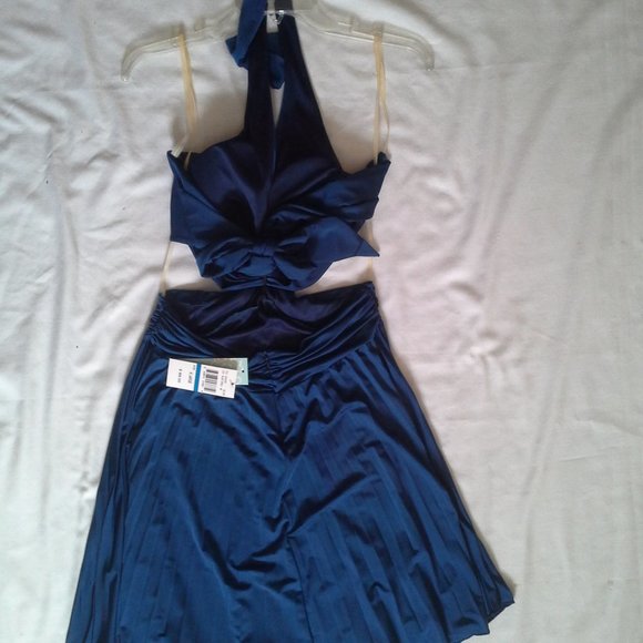 Junior's Blue Prom Dress - Rhinestone Buckle - Cutout Sides and Back - Picture 4 of 11